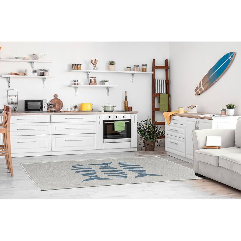Puzzle Fish Nautical Chenille Rug