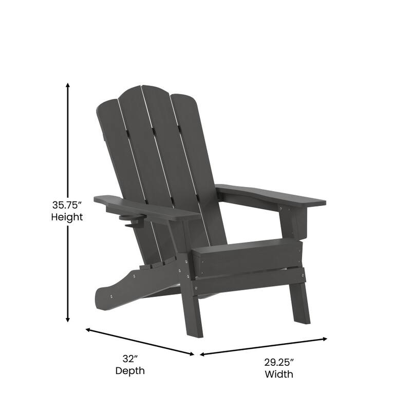 Commercial Grade All-Weather Adirondack Chair with Swiveling Cupholder