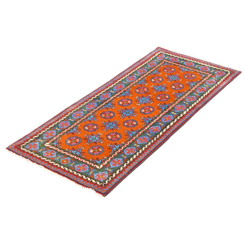 ECARPETGALLERY Hand-knotted Uzbek Kargahi Burnt Orange Wool Rug - 2'8 x 6'4