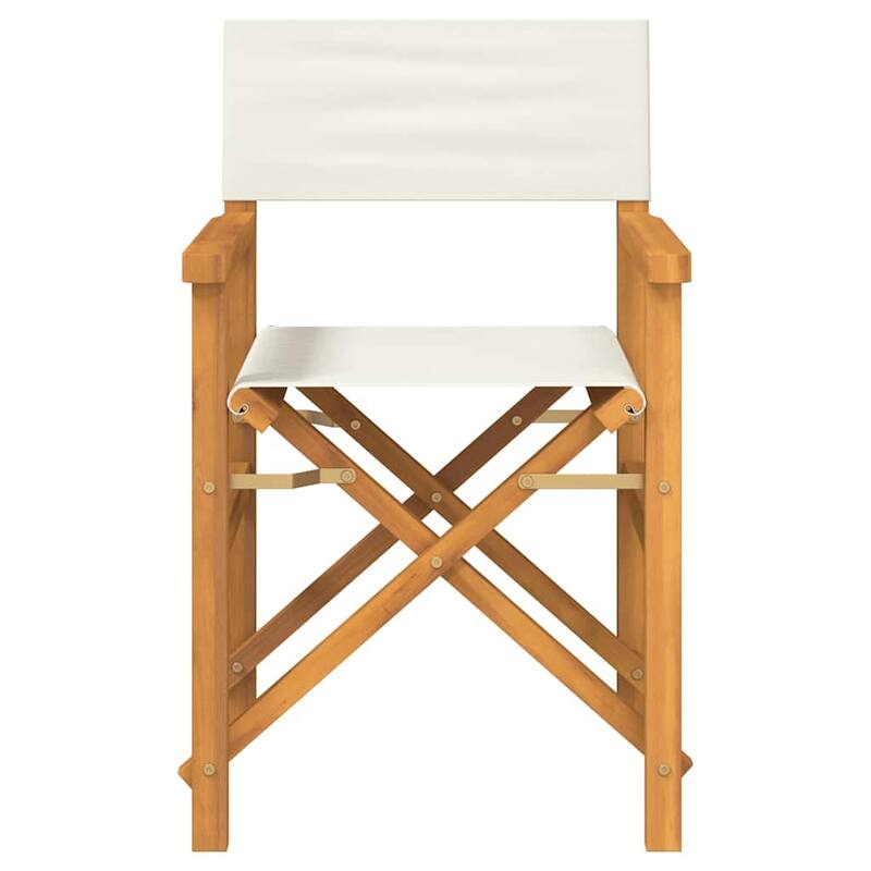 vidaXL Director's Chair Cream, Teak Solid Teak wood, Polyester Standard - 21.5 x 22.4 x 33.5 in