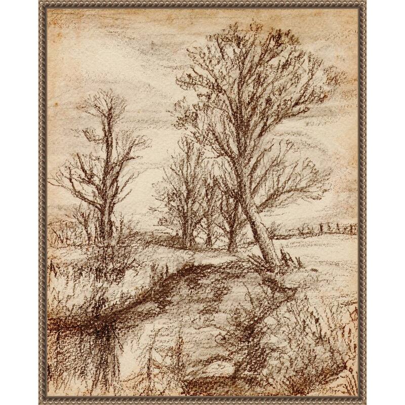 Forest View II by Melissa Wang (23 x 28 in.), Framed Canvas Wall Art Print - Sylvie Beaded Dark Gold