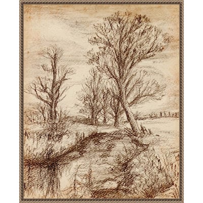 Forest View II by Melissa Wang (23 x 28 in.), Framed Canvas Wall Art Print - Sylvie Beaded Dark Gold