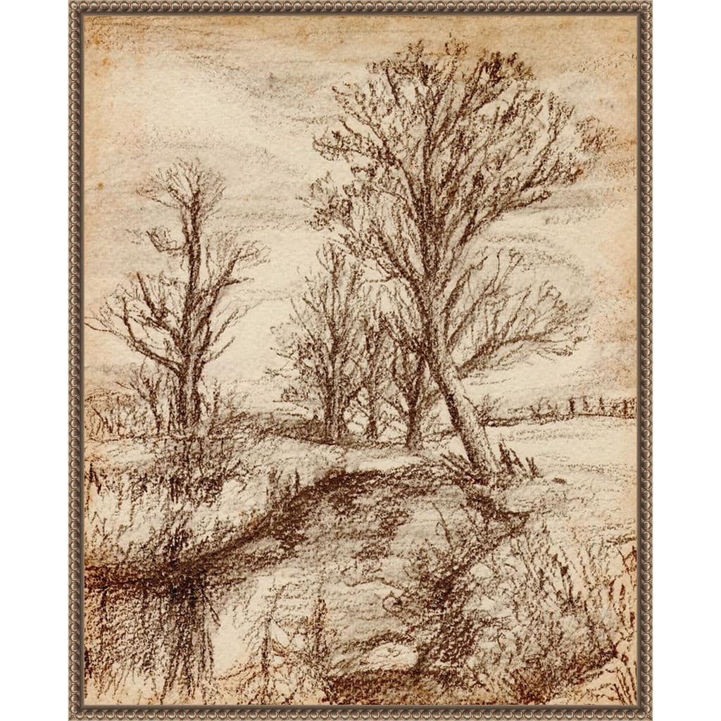 Forest View II by Melissa Wang (23 x 28 in.), Framed Canvas Wall Art Print - Sylvie Beaded Dark Gold