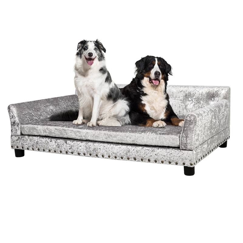 Orthopedic Pet Sofa Bed Deluxe Dutch Velvet Upholstered Dog Couch Bed