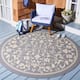 SAFAVIEH Courtyard Clarine Indoor/ Outdoor Waterproof Patio Backyard Rug - 5'3" Round - Grey/Natural