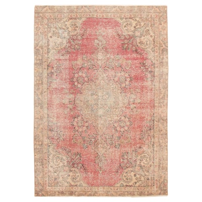 ECARPETGALLERY Hand-knotted Antalya Vintage Dark Coral Wool Rug - 6'1 x 8'8
