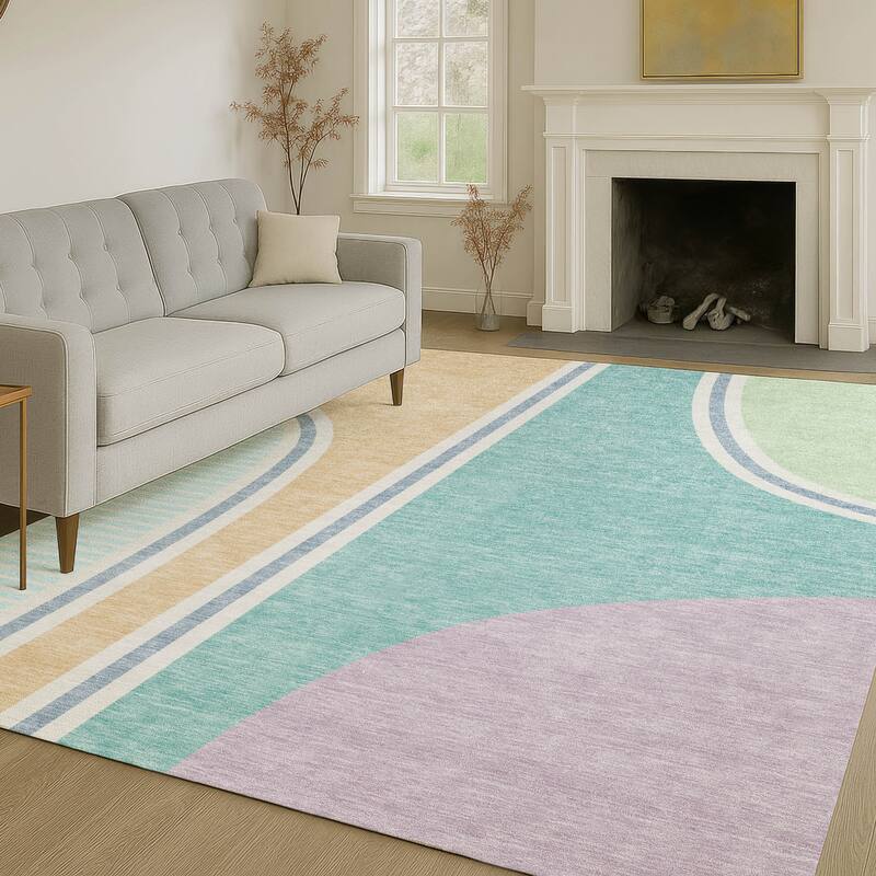 Machine Washable Indoor/ Outdoor Contemporary Keely Chantille Rug