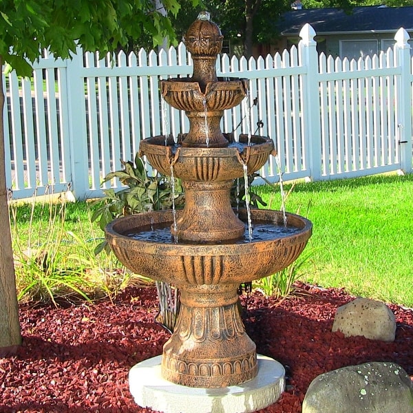 Sunnydaze Flower Blossom 3-Tier Water Fountain