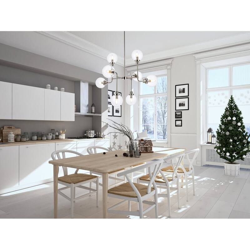 Hope 8 Light Pendant in with clear shade - 36 Inch
