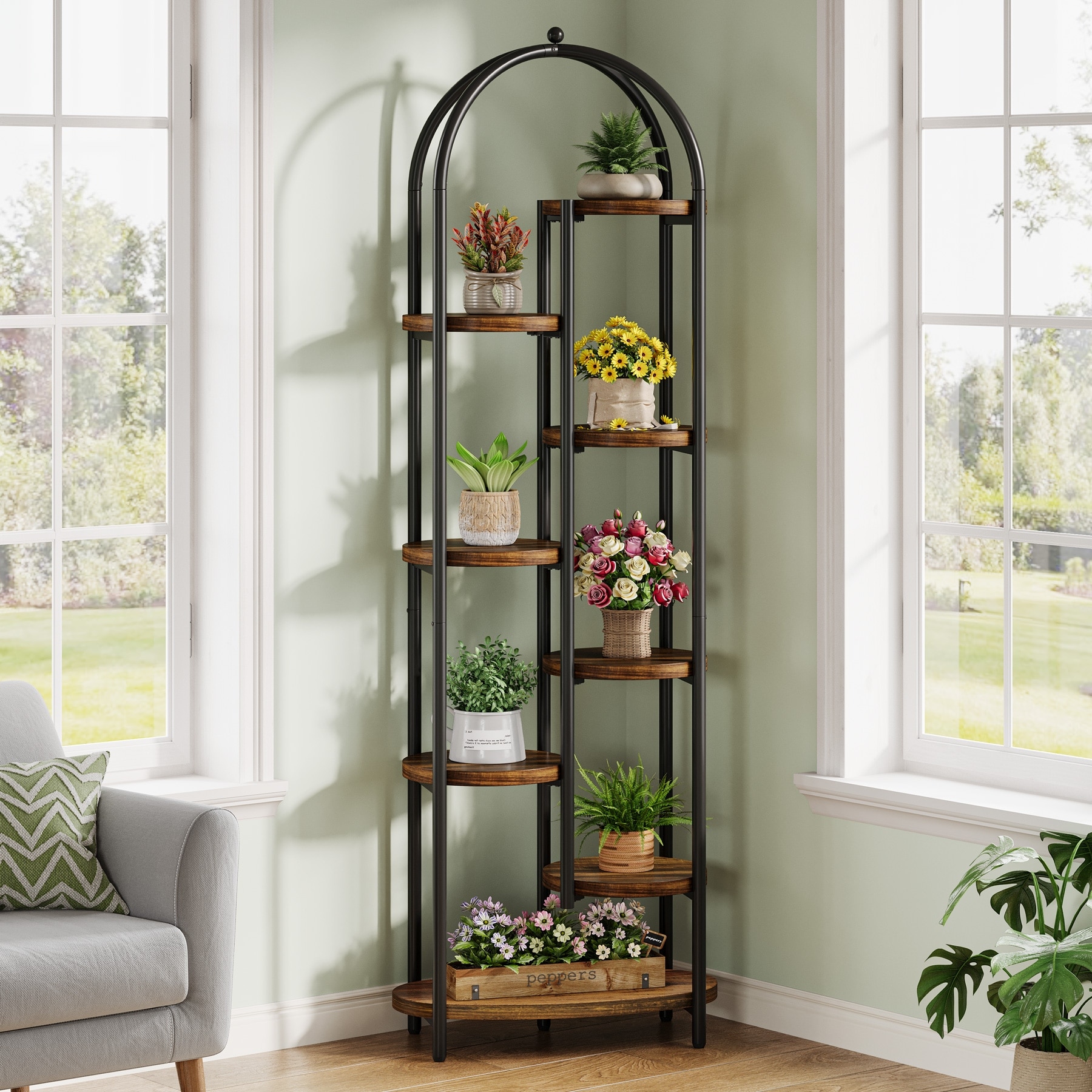8-Tier Plant Stand Indoor, Display Shelf with Metal Frame
