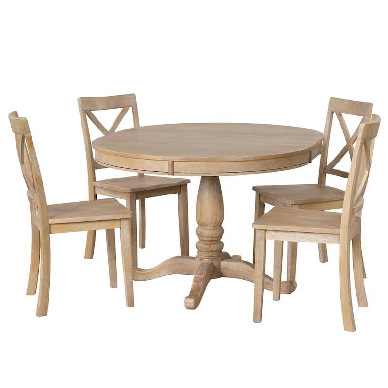 Modern Dining Table Set for 4,Round Table and 4 Kitchen Room Chairs,5 Piece Kitchen Table Set for Dining Room,Dinette