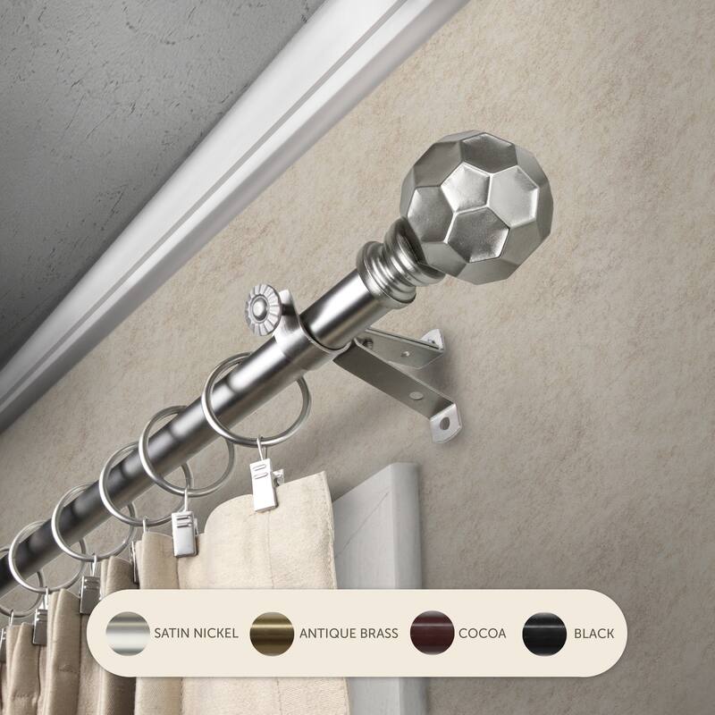 InStyleDesign Finley Adjustable Curtain Rod 13/16 inch dia. - 48 to 84 inches - Satin Nickel