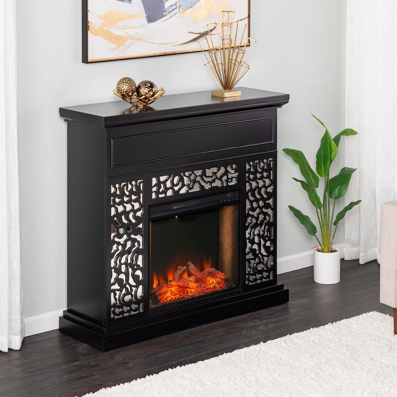 SEI Furniture Westmont Contemporary White Wood Electric Fireplace