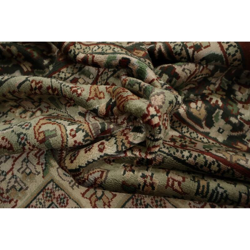 Hand Knotted Oriental Silk Carpet Traditional Floral Oranges & Rust Bokhara Area Rug - 12' 2'' X 8' 11''