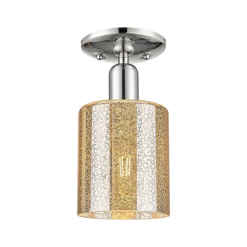 Innovations Lighting 716-1C-11-5 Cobbleskill Semi-Flush Cobbleskill 5" - Polished Nickel / Mercury