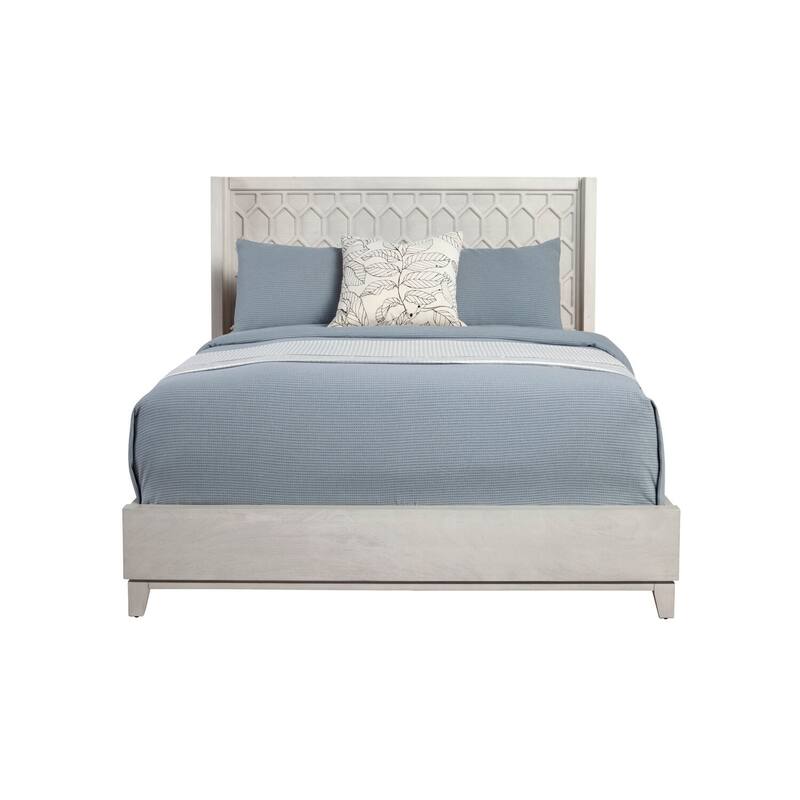 Full Size Bed with Panel Headboard - Light Grey Finish - Modern Bedroom Furniture