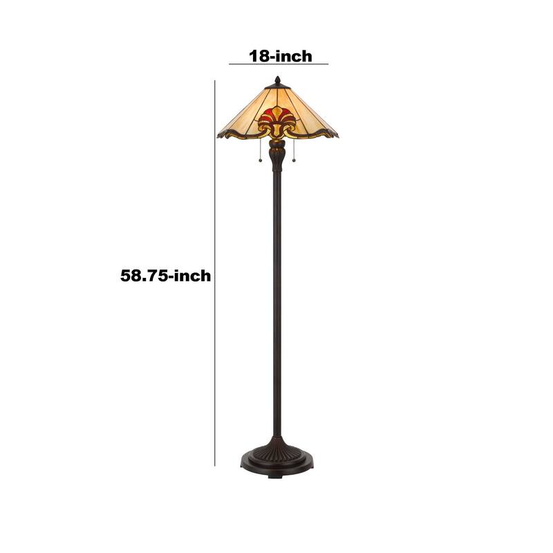 Floor Lamp with Tiffany Shade and Metal Base, Multicolor - Bed Bath ...