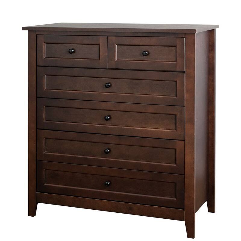 Modern Solid Wood Drawer Dresser with Retro Round Handles
