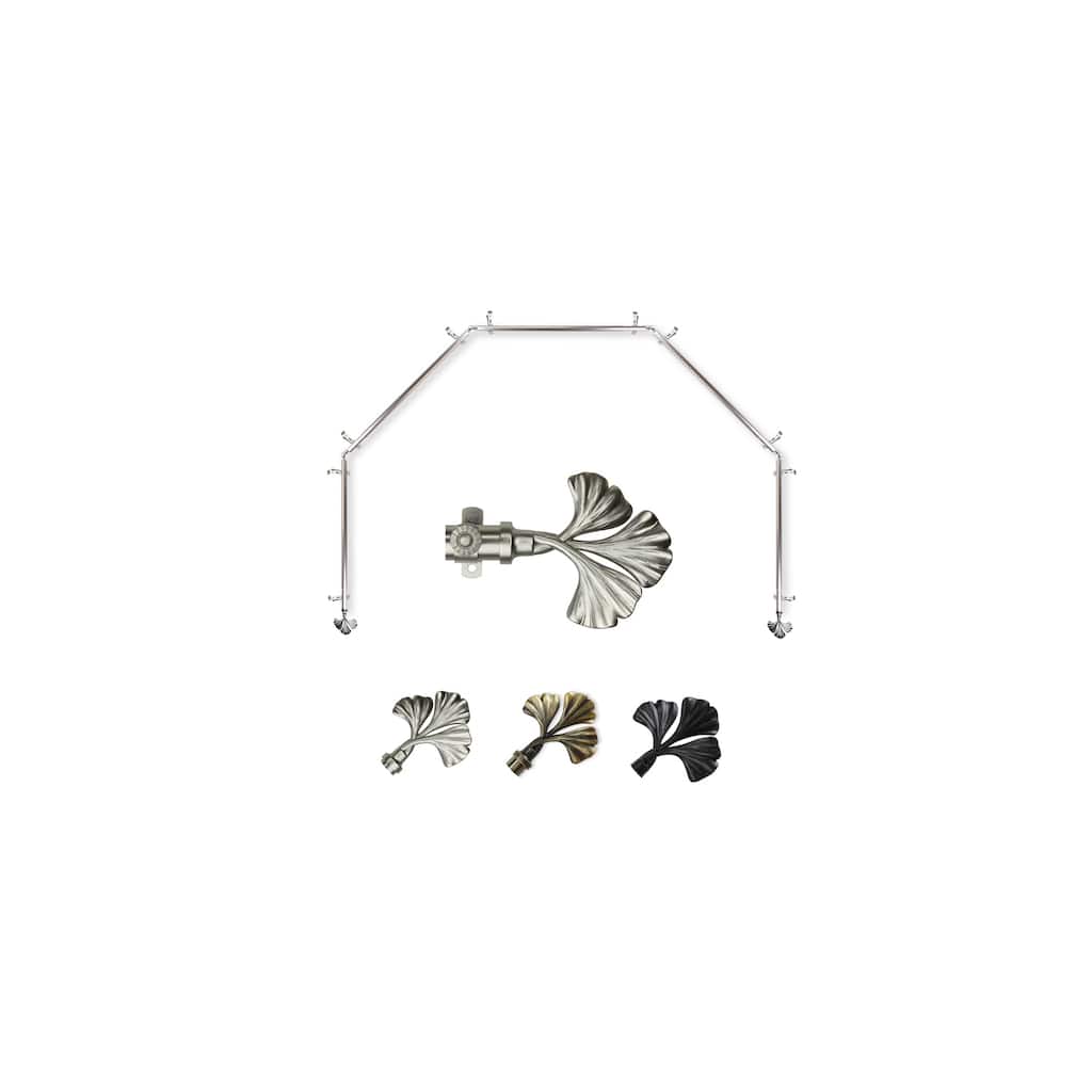 Bay Window Curtain Rod - 5 Sided Corner Rods, Satin Nickel Finish, Single Rod, Drapery Hardware - M