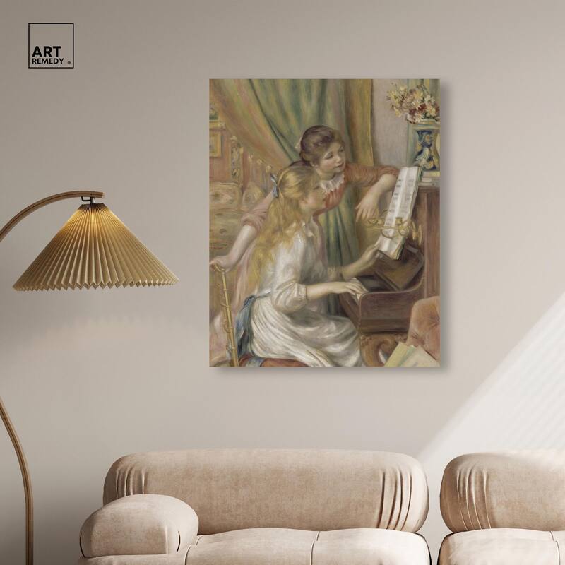 Young Girls at the Piano Canvas by Art Remedy, Gallery Wrapped