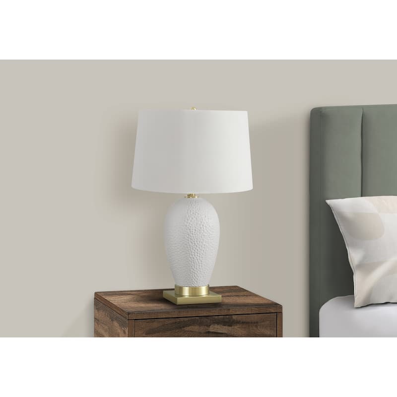 Lighting, 26"h, Table Lamp, White Ceramic, Ivory / Cream Shade, Transitional