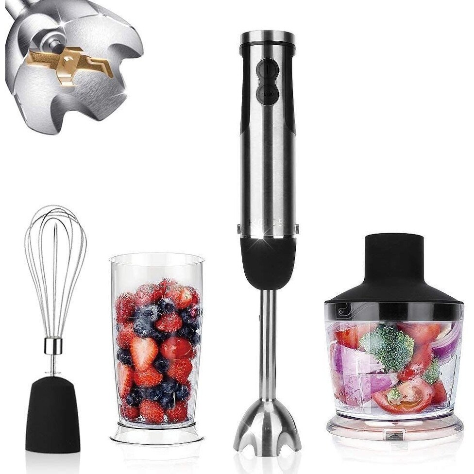 KOIOS 800-Watt/ 12-Speed Immersion Hand Blender(Titanium Reinforced), Turbo  for Finer Results, 4-in-1 Set Includes BPA-Free Food