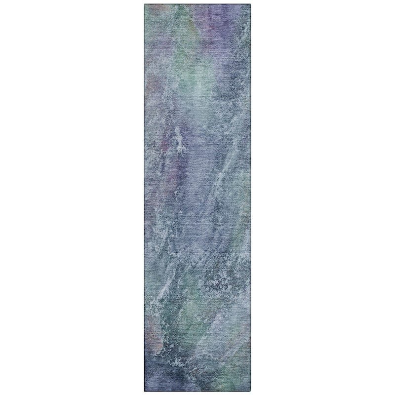 Machine Washable Indoor/ Outdoor Abstract Watercolor Chantille Rug