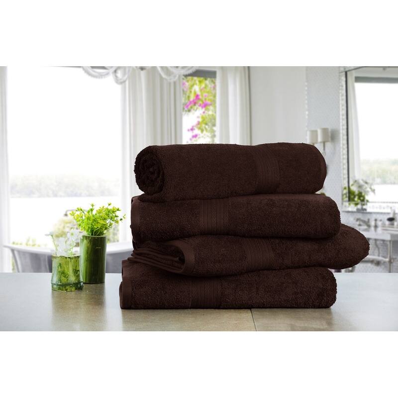 Cotton 600GSM Absorbent Bath Towels 30x54 Inch by Ample Decor 4 Pcs On Sale Bed Bath