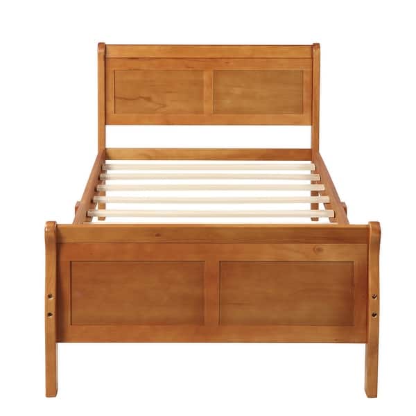 slide 2 of 40, Solid Wood Twin Platform Bed with Sleigh Headboard - No Box Spring Needed