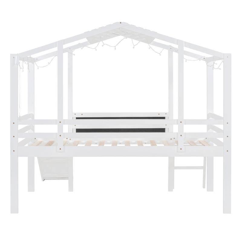 Twin Size Loft Bed with Ladder and Slide