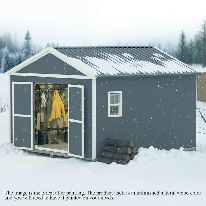 VEIKOUS Outdoor Wood Storage Shed with Lockable Door and Window - 8'x12'