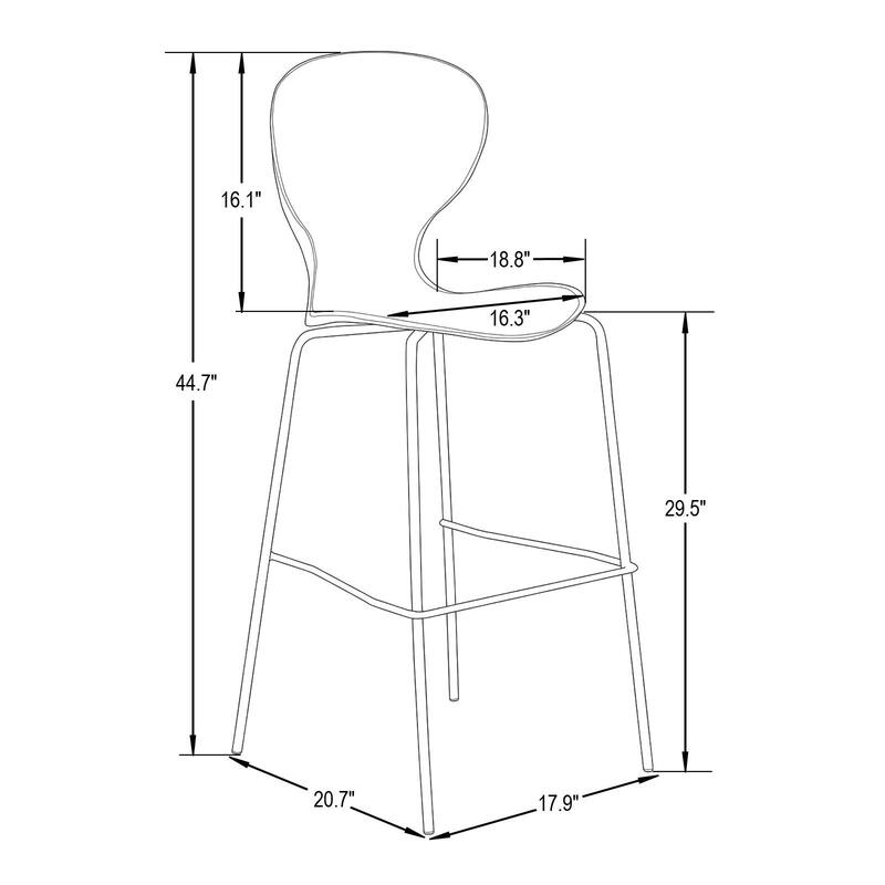 Acrylic Barstool with Steel Frame in Chrome Finish Oyster Series Set of 2
