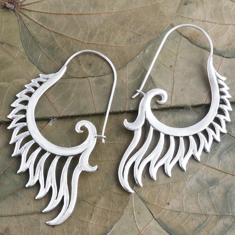 Novica Handmade Spirit Fire Sterling Silver Drop Earrings