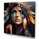preview thumbnail 2 of 5, Designart 'Colorful Native American Woman III' Contemporary Glam Canvas Wall Art