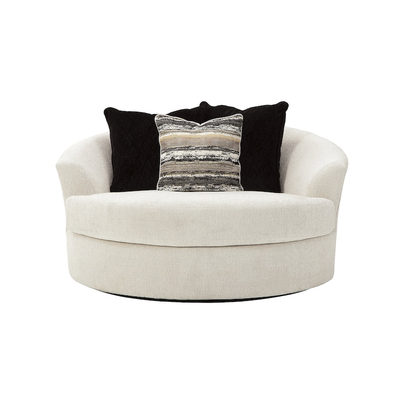 Signature Design by Ashley Cambri White Oversized Round Swivel Chair - 58"W x 54"D x 39"H