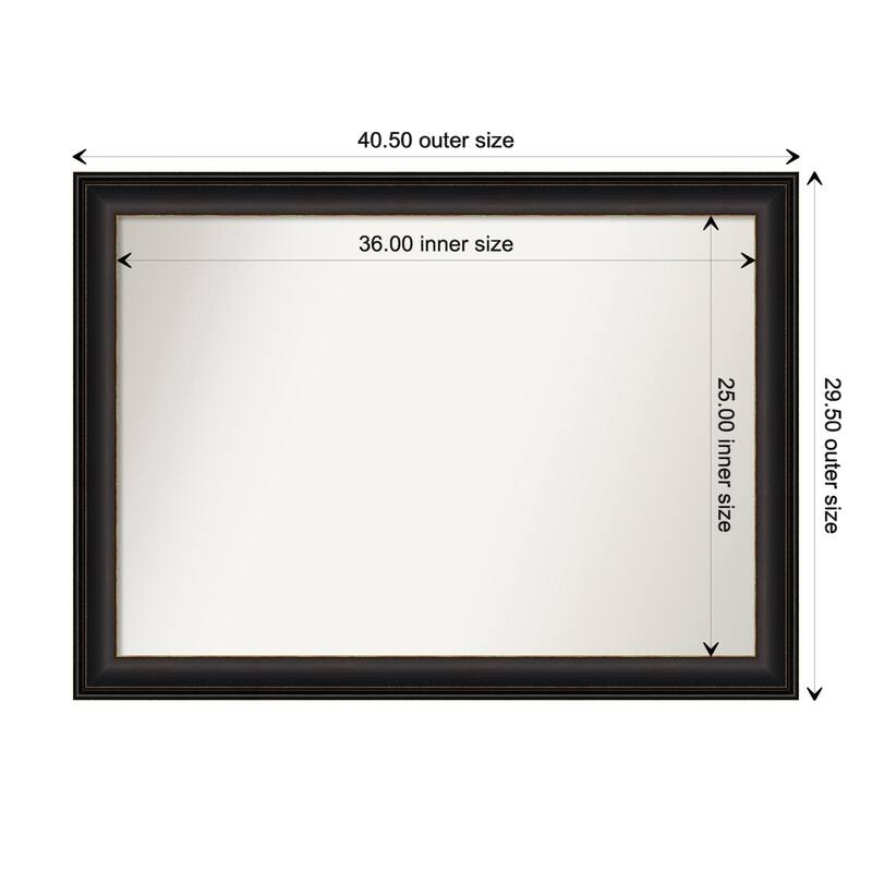 Trio Oil Rubbed Bronze Framed Non-Beveled Custom Wall Mirror, Bathroom Vanity Mirror - Outer Size: 40.5 x 29.5