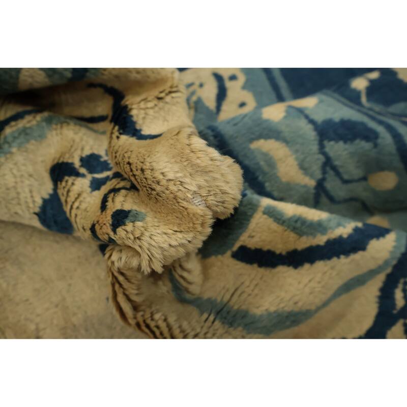 Hand Knotted Oriental 100% Wool Carpet Traditional Floral Yellow & Gold Art Deco Area Rug - 9' 5'' X 7' 5''