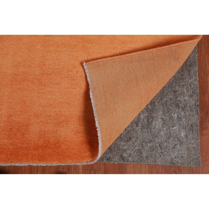 Hand Knotted Oriental 100% Wool Carpet Modern Solid Oranges & Rust Gabbeh Area Rug - 12' 2'' X 9' 0''
