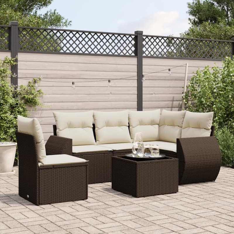 vidaXL Garden Sofa Set - Brown and cream Without table