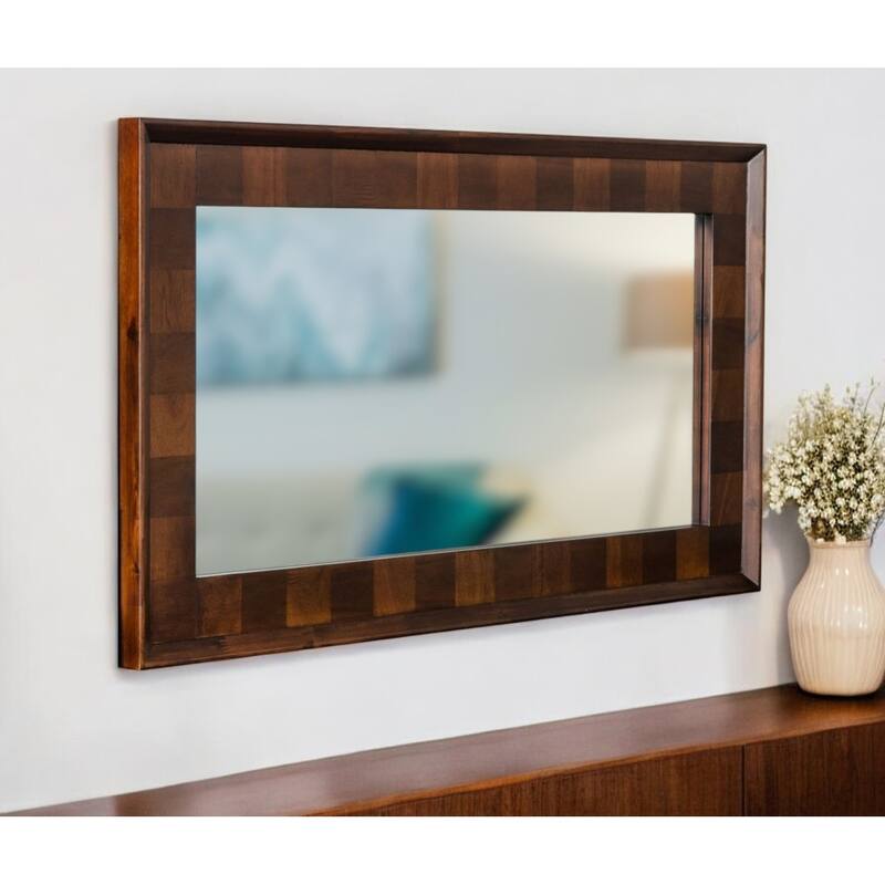 HomeRoots 32" Dark Brown Solid Wood Framed Accent Mirror - Dark Brown - 43' X '32' X '2 - Dark Brown - 43' X '32' X '2