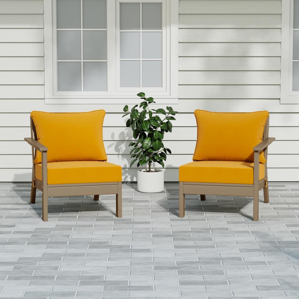 Birchwood All Weather HDPE Outdoor Patio Deep Seating Weathered Wood Loveseat (2-Piece)