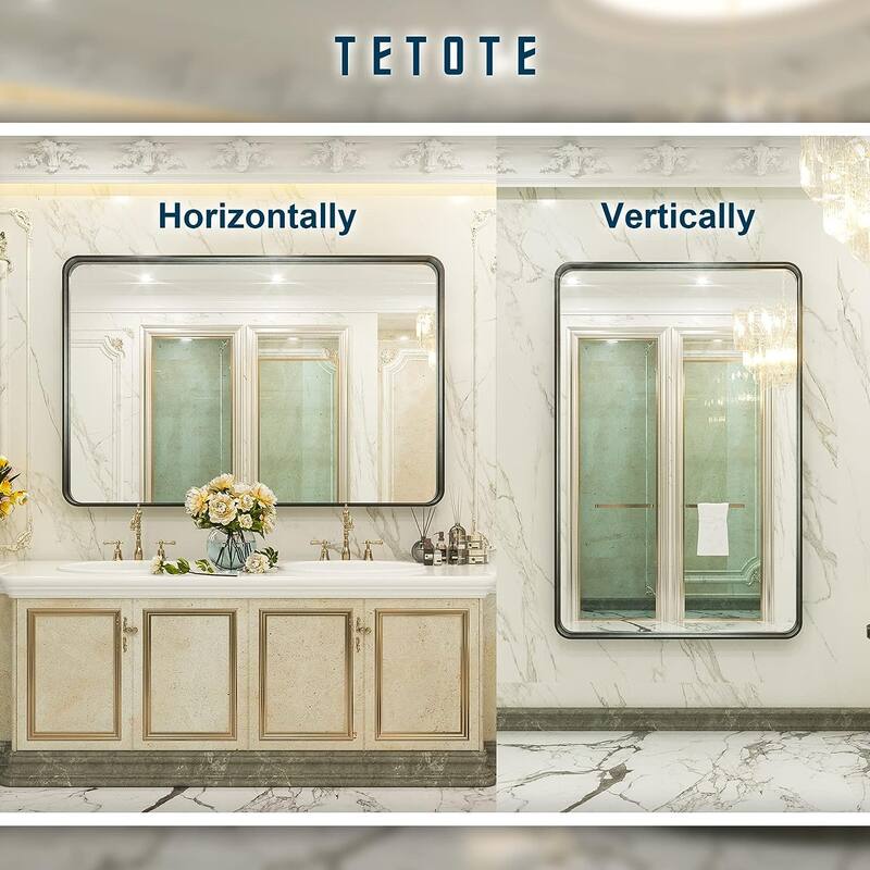 TETOTE Bathroom Vanity Mirror Modern Metal Frame Wall Mounted