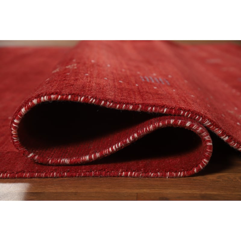 Hand Knotted Oriental 100% Wool Carpet Tribal Tribal Red Gabbeh Area Rug - 9' 10'' X 6' 7''
