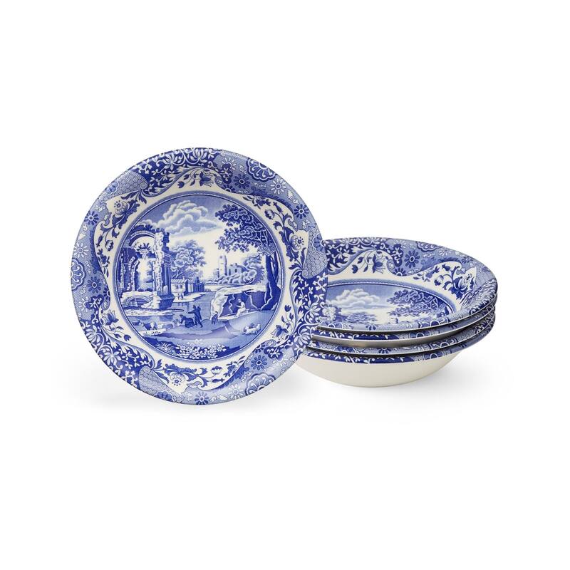 Spode Blue Italian Set of 4 Ascot Cereal Bowls - 8-Inch - Blue/White - 8-Inch