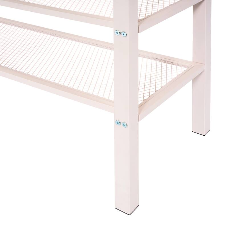 Twin/Full Metal Loft Bed with Built-in Desk, Shelves, and Storage, Modern Design