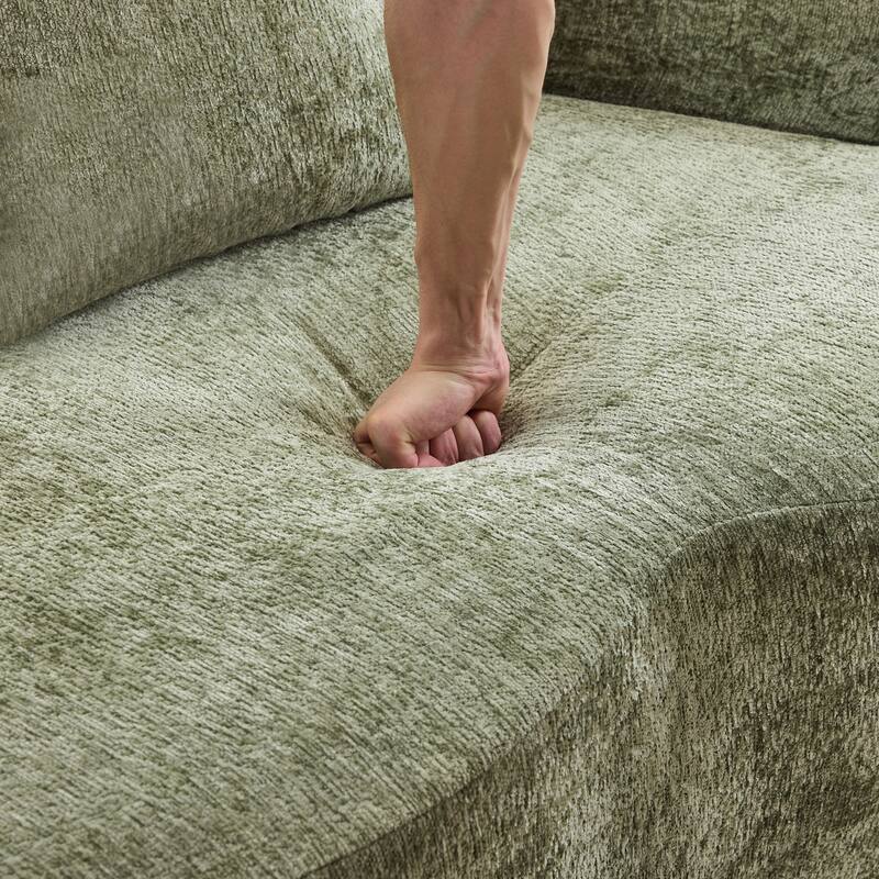 Beige Curved Loveseat Sofa