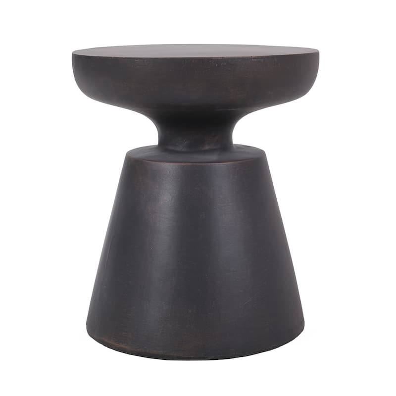 Roomfitters Outdoor Lightweight Concrete Side Table, Modern Flared Pedestal Accent Patio End Table, Copper