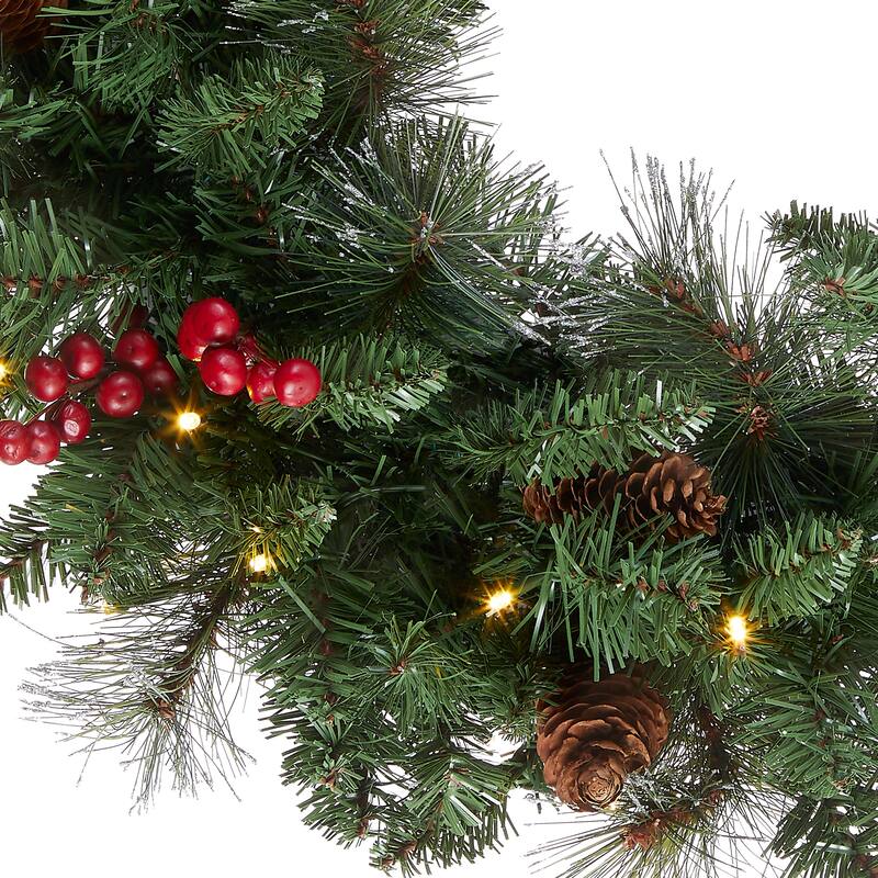 24-inch Holiday Spruce Wreath with Clear Lights