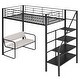 preview thumbnail 8 of 12, Twin Metal Loft Bed with Bench and Storage Staircase, Full Guardrails, Black