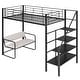 preview thumbnail 10 of 14, Twin Size Metal Loft Bed with Bench and Storage Staircase, Black